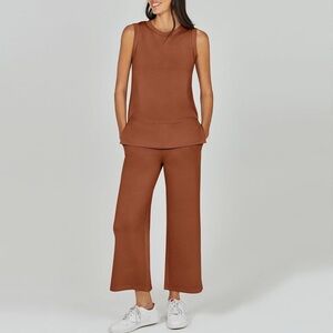 Brown Wide Leg summer set with Relaxed Silhouette